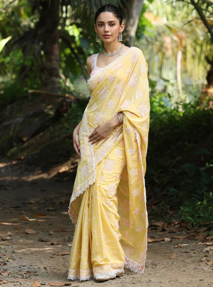 Cotton Yara Yellow Saree