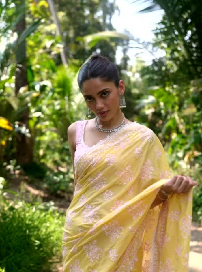 Cotton Yara Yellow Saree