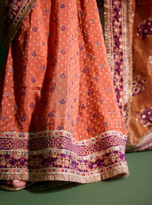 Lurex Organza + Banarsi Mohra Orange Saree