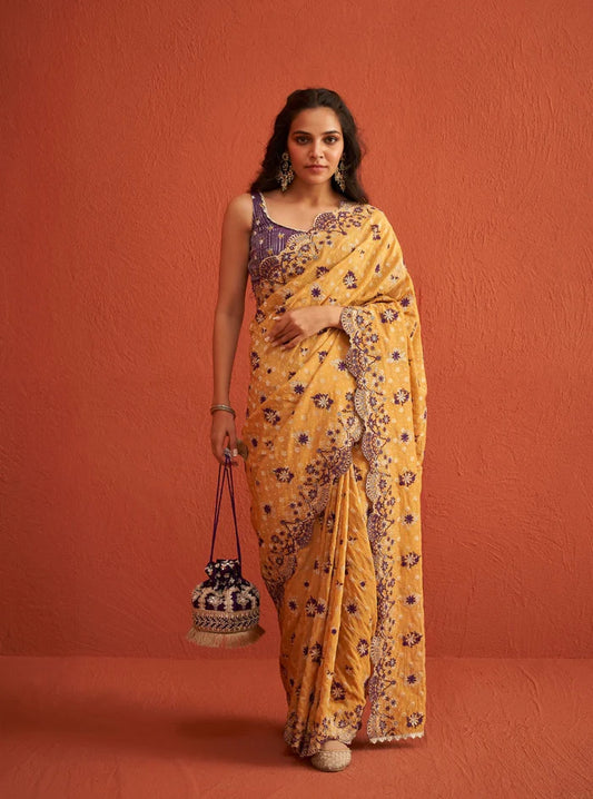 Banarsi Haseena Mustard Saree