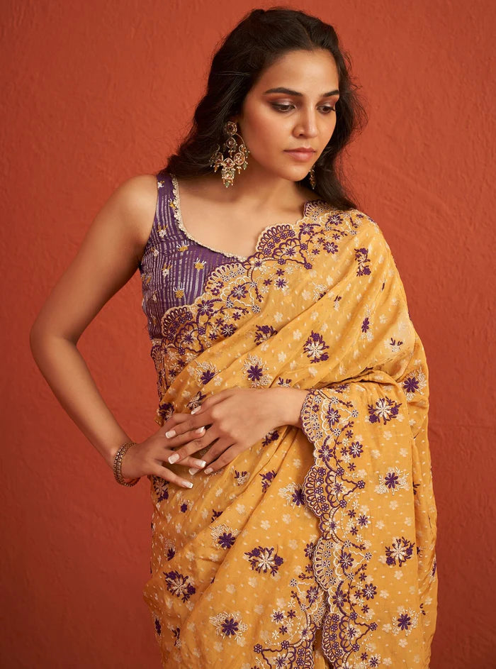 Banarsi Haseena Mustard Saree