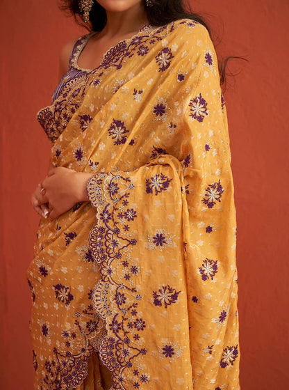 Banarsi Haseena Mustard Saree