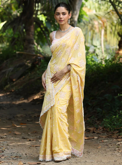 Cotton Yara Yellow Saree