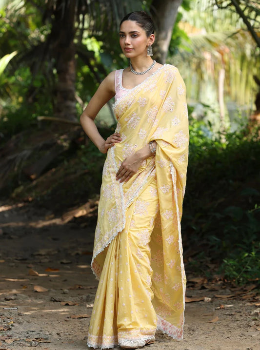 Cotton Yara Yellow Saree