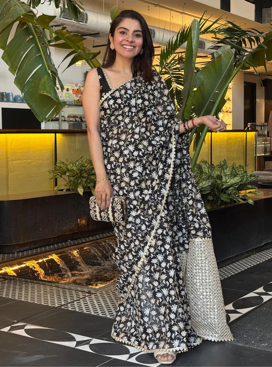 Organza Jeannie Black Saree