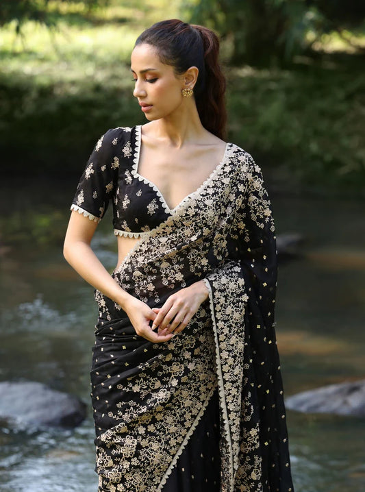 Organza Leela Black Saree
