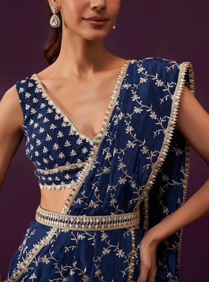 Crepe Ayana Navy Saree