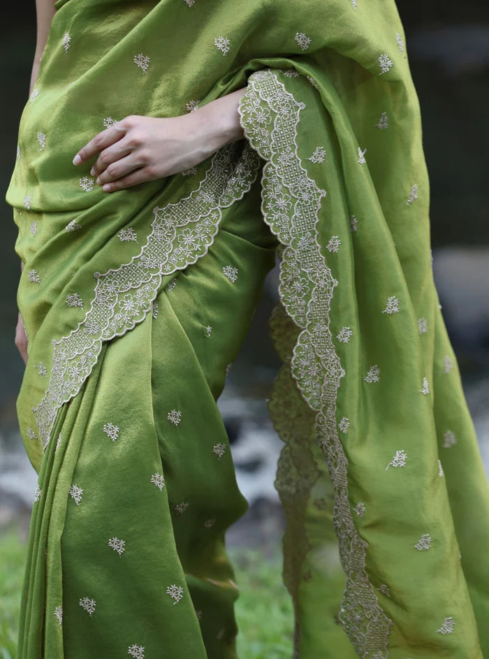 Lurex Organza Mubarak Parrot Saree