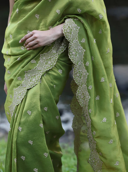 Lurex Organza Mubarak Parrot Saree
